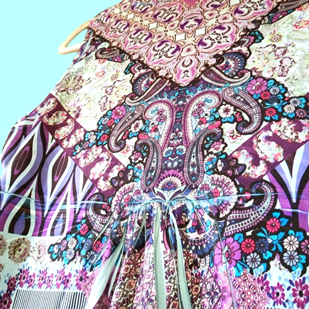 Apt. 9 Purple/Blue Beaded Sleevless V Neck Blouse or Dress - Picture 5 of 9